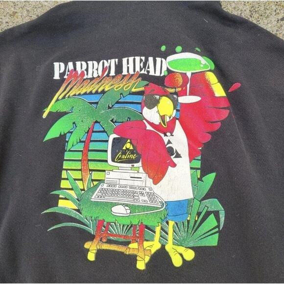 Vintage 90s AOL America Online Zip Up Hoodie Sweatshirt Black Small Rare - Picture 2 of 6